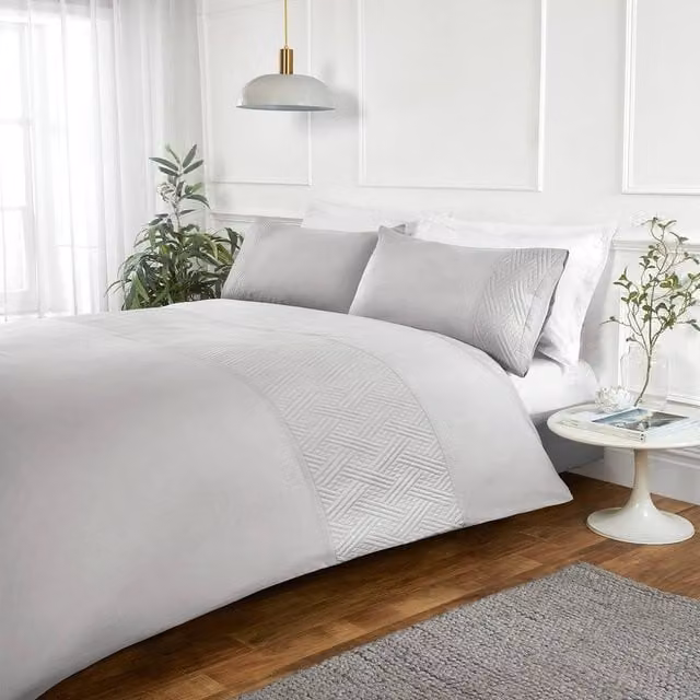 Rapport Home Grey Polyester Duvet Cover and Pillowcase Set, W/D/H: 230 x 220 x 50 cm