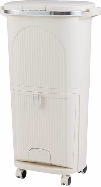 Kelvenix 38L Kitchen Trash Can with Lid and Pedal in Beige