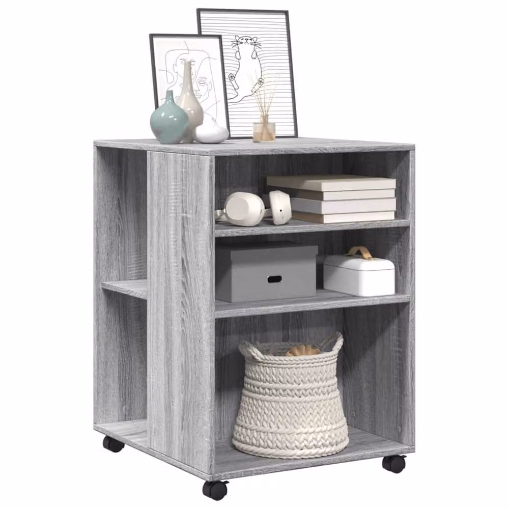 Berkfield Home Grey Sonoma Side Table with Wheels, W/D/H: 55 x 60 x 78 cm – 3