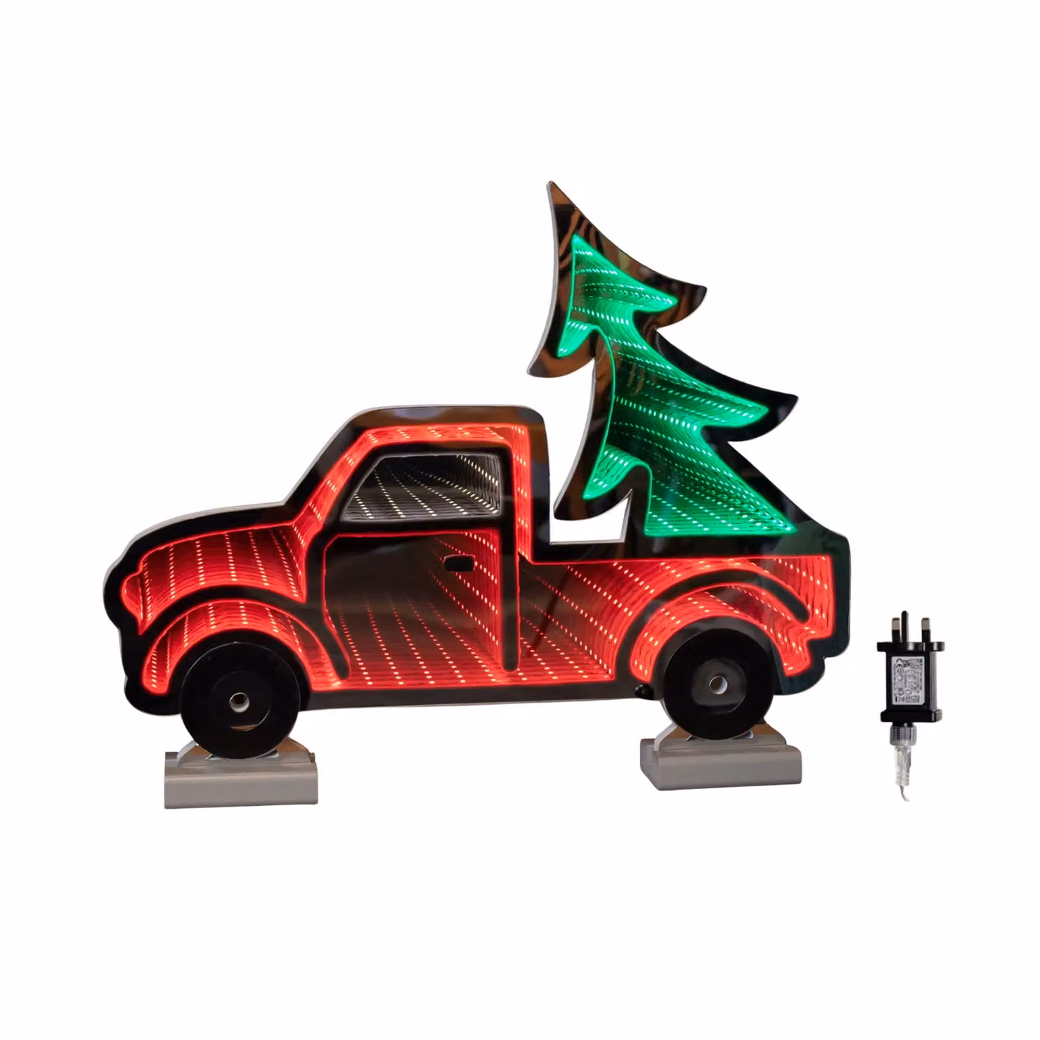 Samuel Alexander LED Infinity Truck Christmas Decoration with Wooden Base in Red, Green and Multicolour – 2
