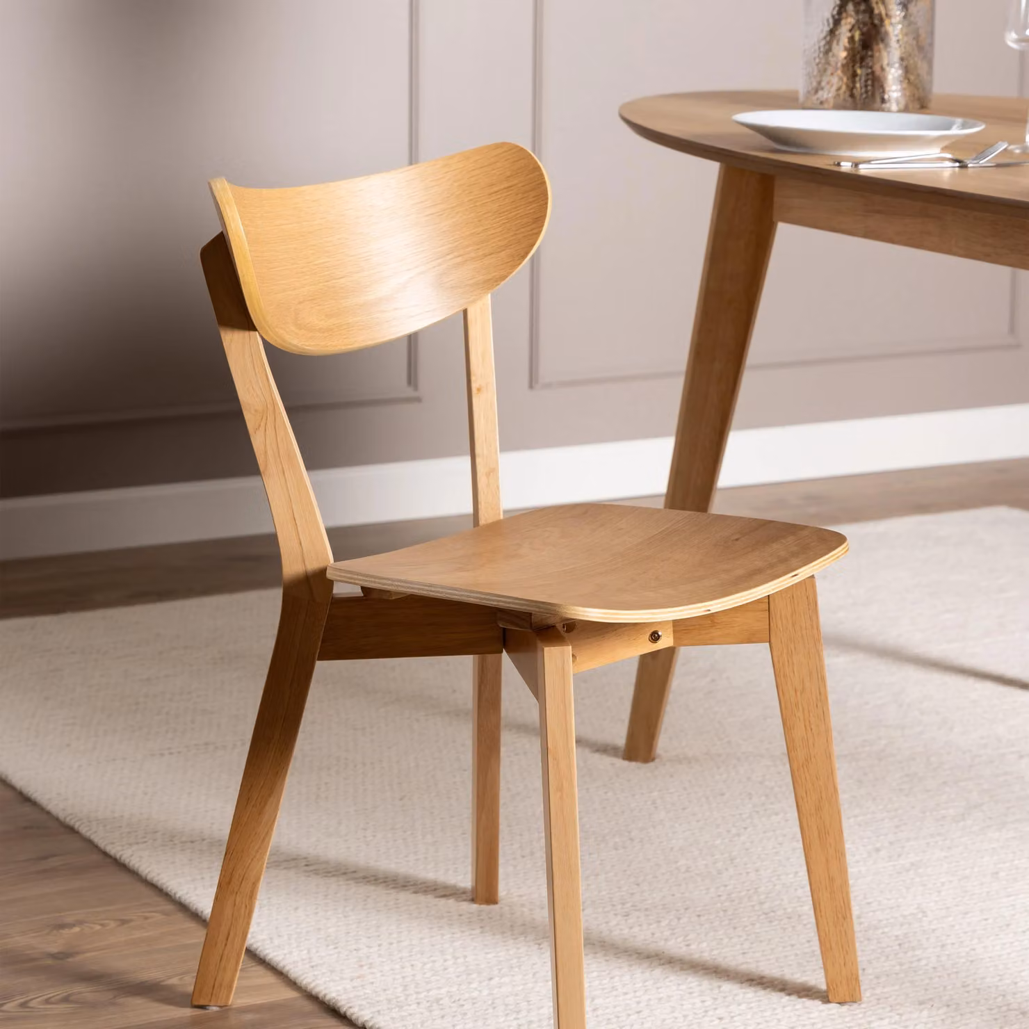 Furniture To Go Roxby Scandinavian Dining Chairs in Light Oak – 3