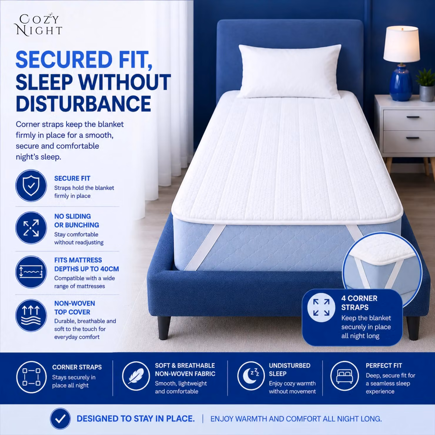 Cozy Night Super King Heated Mattress Cover, White, W x D: 200 x 200 cm – 2