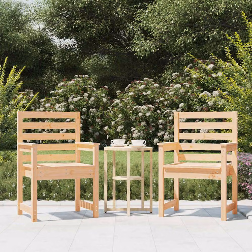 Berkfield Home Beautiful Garden Chairs, Set of 2, Solid Pine Wood, Beige, W: 60 cm, D: 48 cm, H: 91 cm – 2