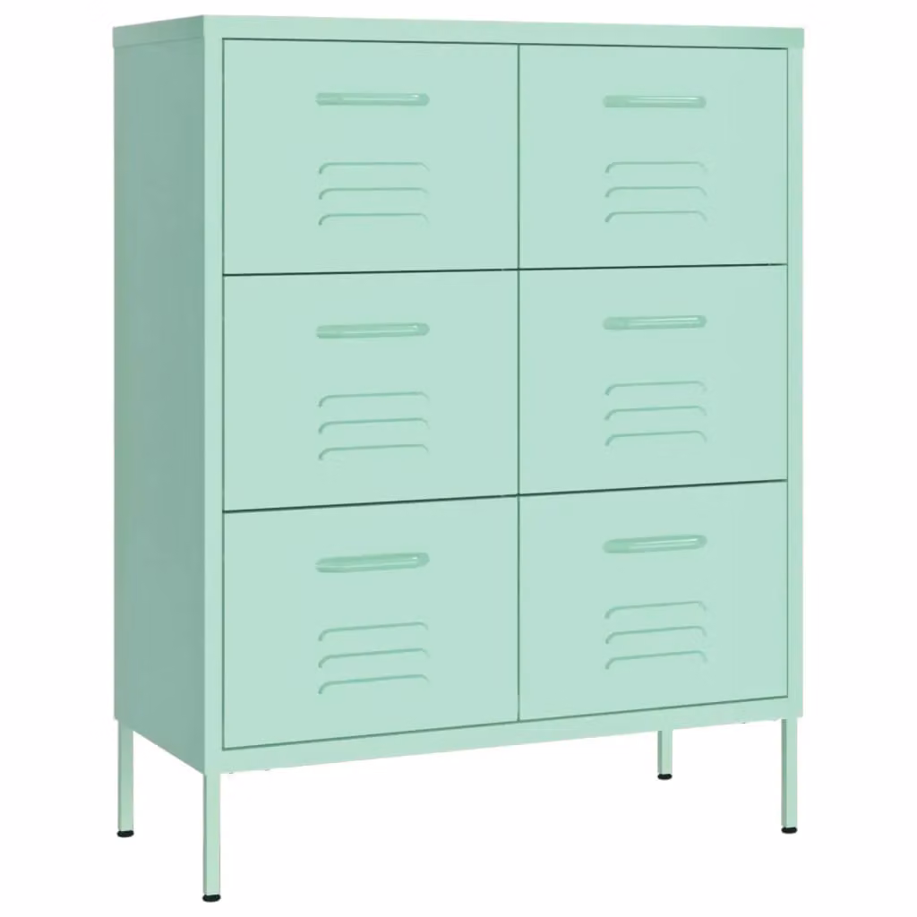 Berkfield Home Metal Drawer Cabinet in Green, W/D/H: 80 x 35 x 101.5 cm – 2