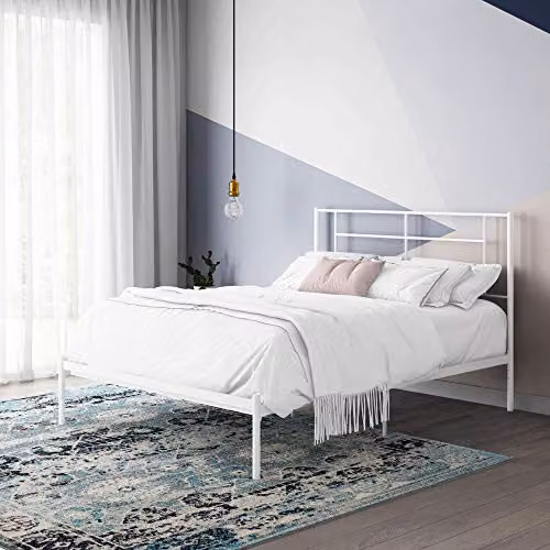 DHP Furniture Jensen Modern Metal Double Bed in White, W/D/H: 142.24 x 142.22 x 116.8 cm – 5