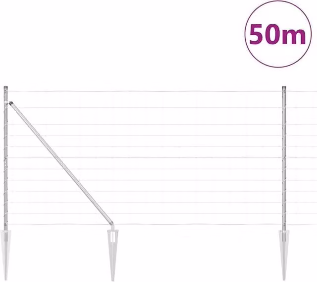 Berkfield Home Modern Field Fence in Silver Galvanised Steel, H: 120 cm x L: 50 m – 1