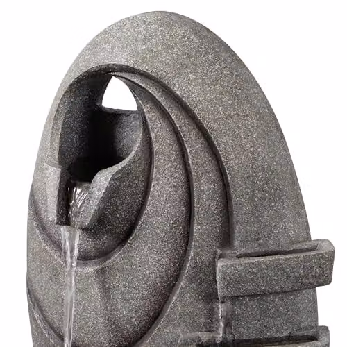 Teamson Home Modern Oval Outdoor Water Fountain with Warm LED Lights, Grey, W/D/H: 79.5 x 25.0 x 25.0 cm – 4