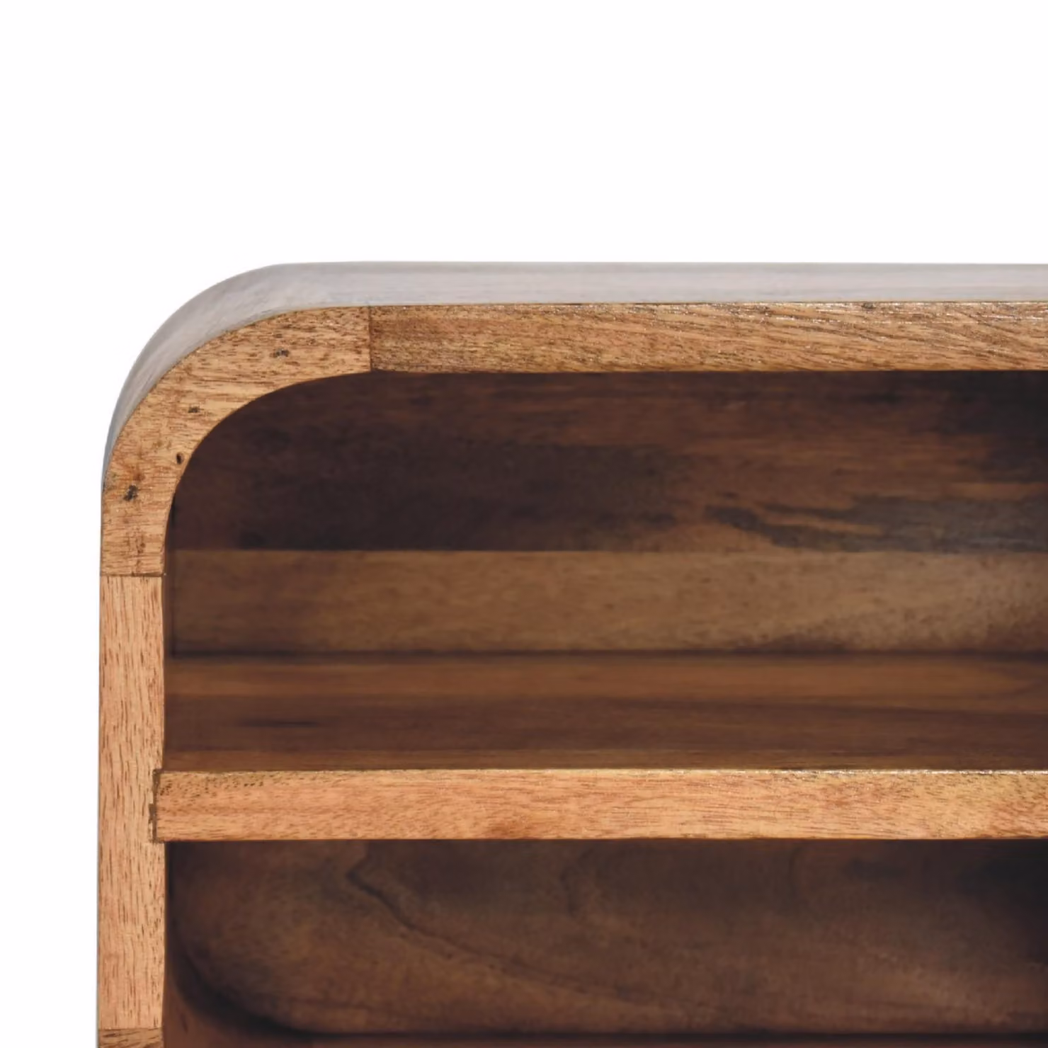 Aosom UK Solid Wood Floating Bedside Table in Brown with Open-Curve Wall-Mounted Design and 2 Shelves, W/D/H: 35 x 25 x 25 cm – 5