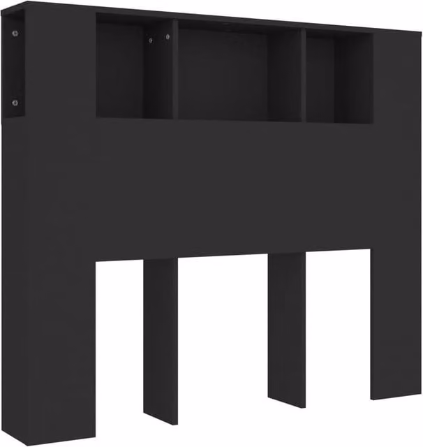 Berkfield Home Modern Wall Mount Headboard Cabinet in Matt Black, W/D/H: 120 x 18.5 x 104.5 cm – 1