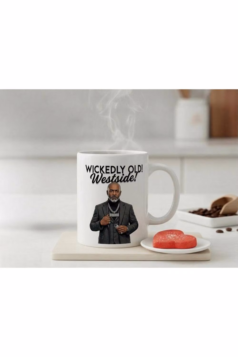 Dyzi Wickedly Old Westside Quote Ceramic Coffee Mug, White – 2