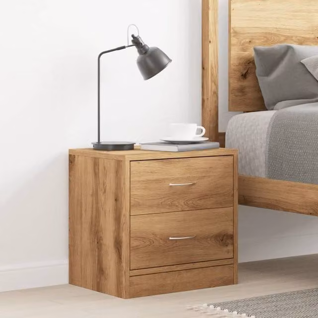Berkfield Home Artisan Oak Bedside Cabinet in Brown, W/D/H: 40 x 30 x 40 cm