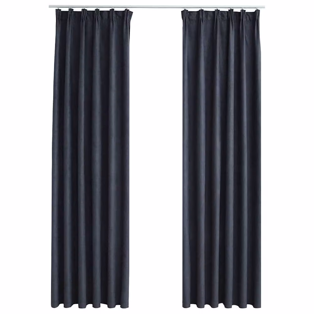 Berkfield Home Elegant Blackout Curtains with Hooks, 2 Pack, Anthracite Grey, W: 140 cm, H: 225 cm – 2