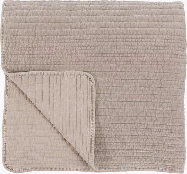 Perch & Parrow Quilted Velvet Striped Bedspread in Beige