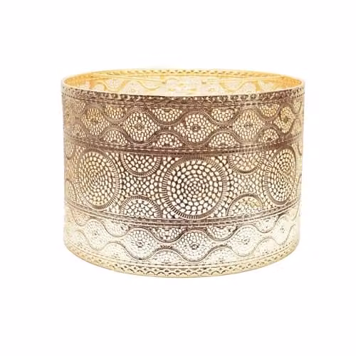 ValueLights Moroccan Style Gold Metal Cylinder Ceiling Pendant Drum Light Shade, Width: 31 cm