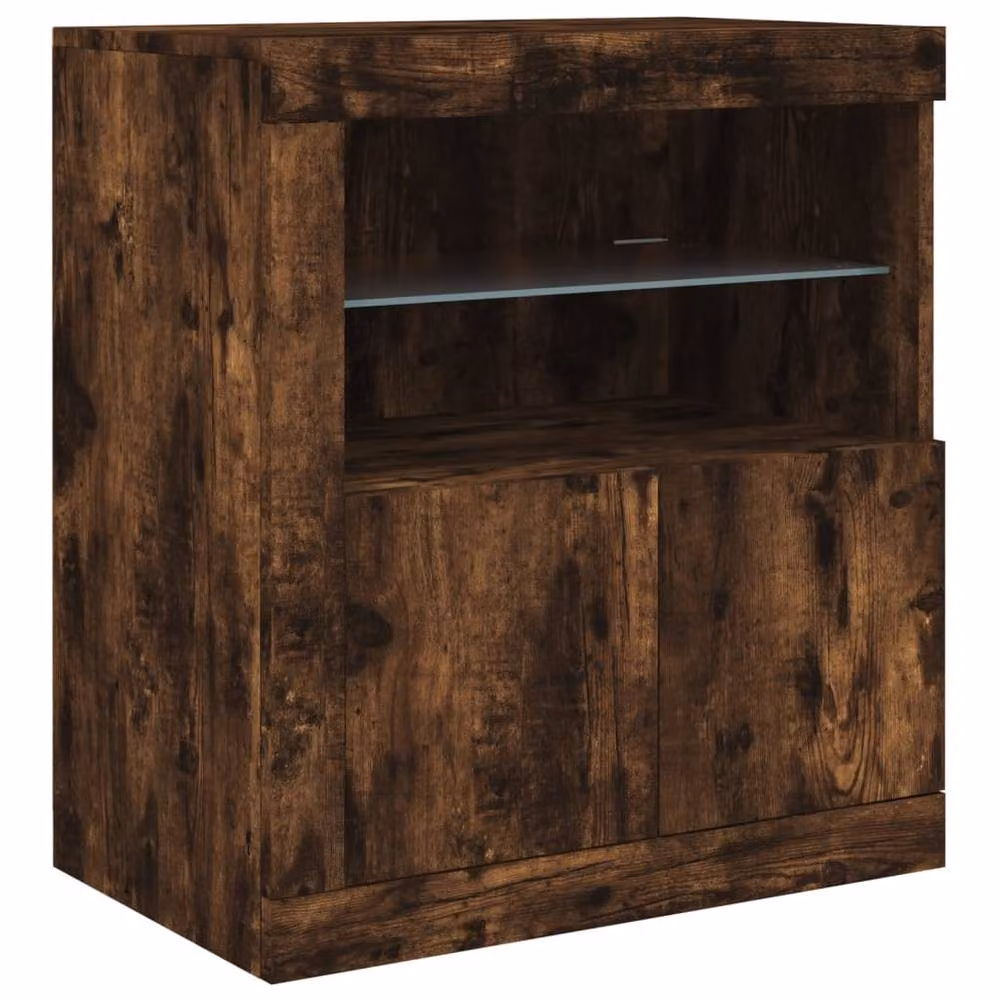 Berkfield Home Modern Smoked Oak Sideboard with Integrated LED Lights in Brown, W: 283 cm, D: 37 cm, H: 67 cm – 6