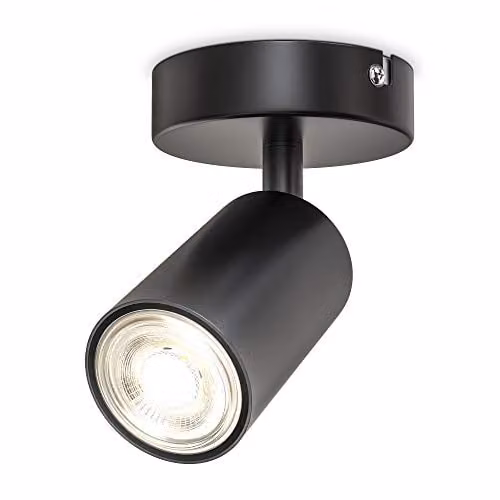 B.K.Licht Modern Black Metal Ceiling and Wall Spotlight, Adjustable Round GU10 Lamp, W/D/H: 9 x 9 x 9 cm