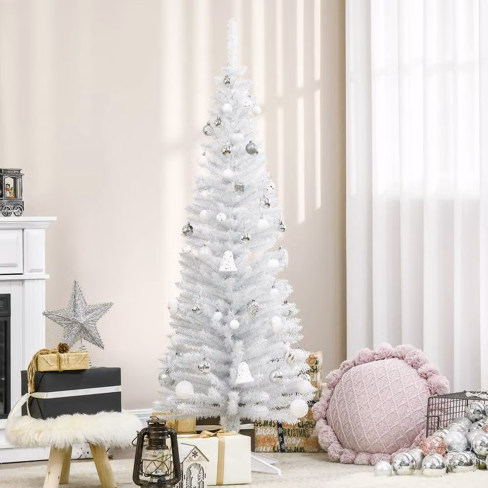 STILVORA Artificial White Christmas Tree with Plastic Stand – 3