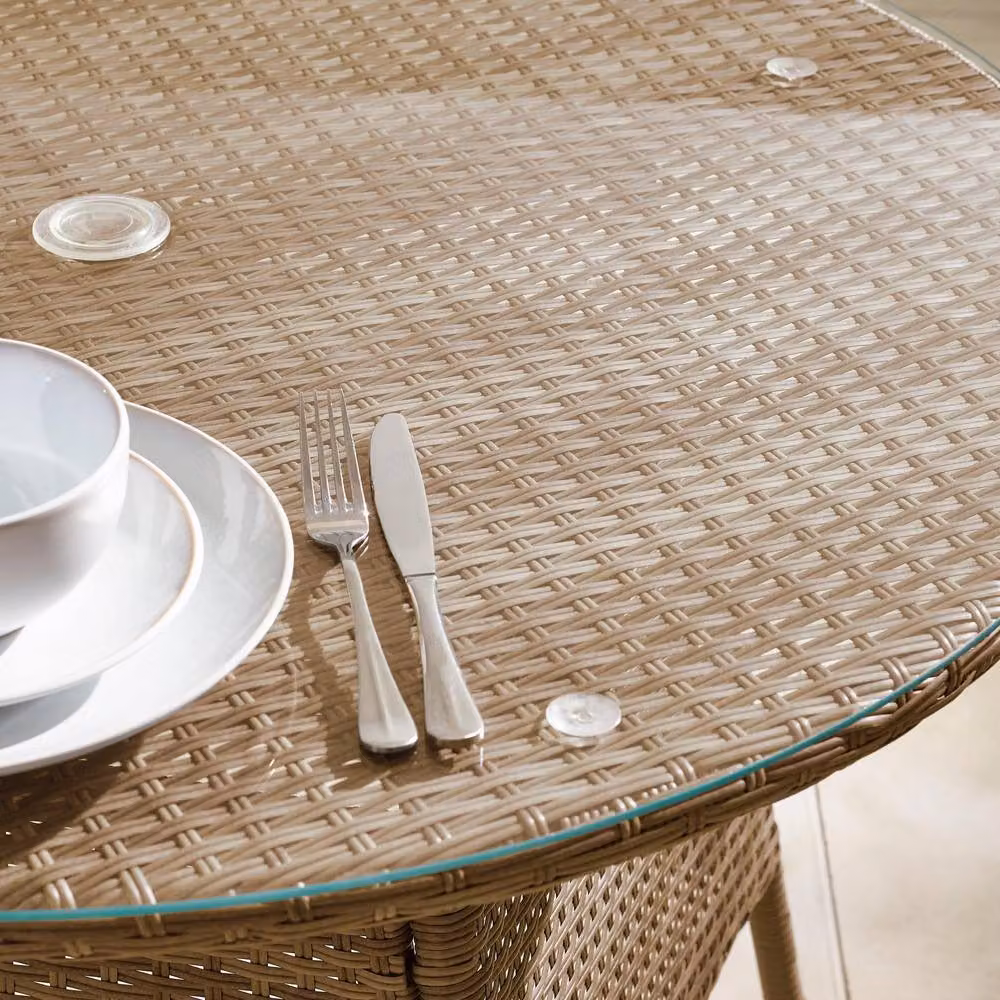 FurnitureboxUK Antigua Beige Rattan 4 Seat Round Garden Dining Set with Glass Top – 2