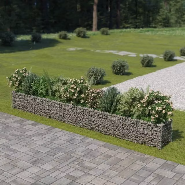 Berkfield Home Silver Galvanised Steel Wire Mesh Gabion Raised Bed, W: 450 cm, D: 50 cm, H: 50 cm – 1