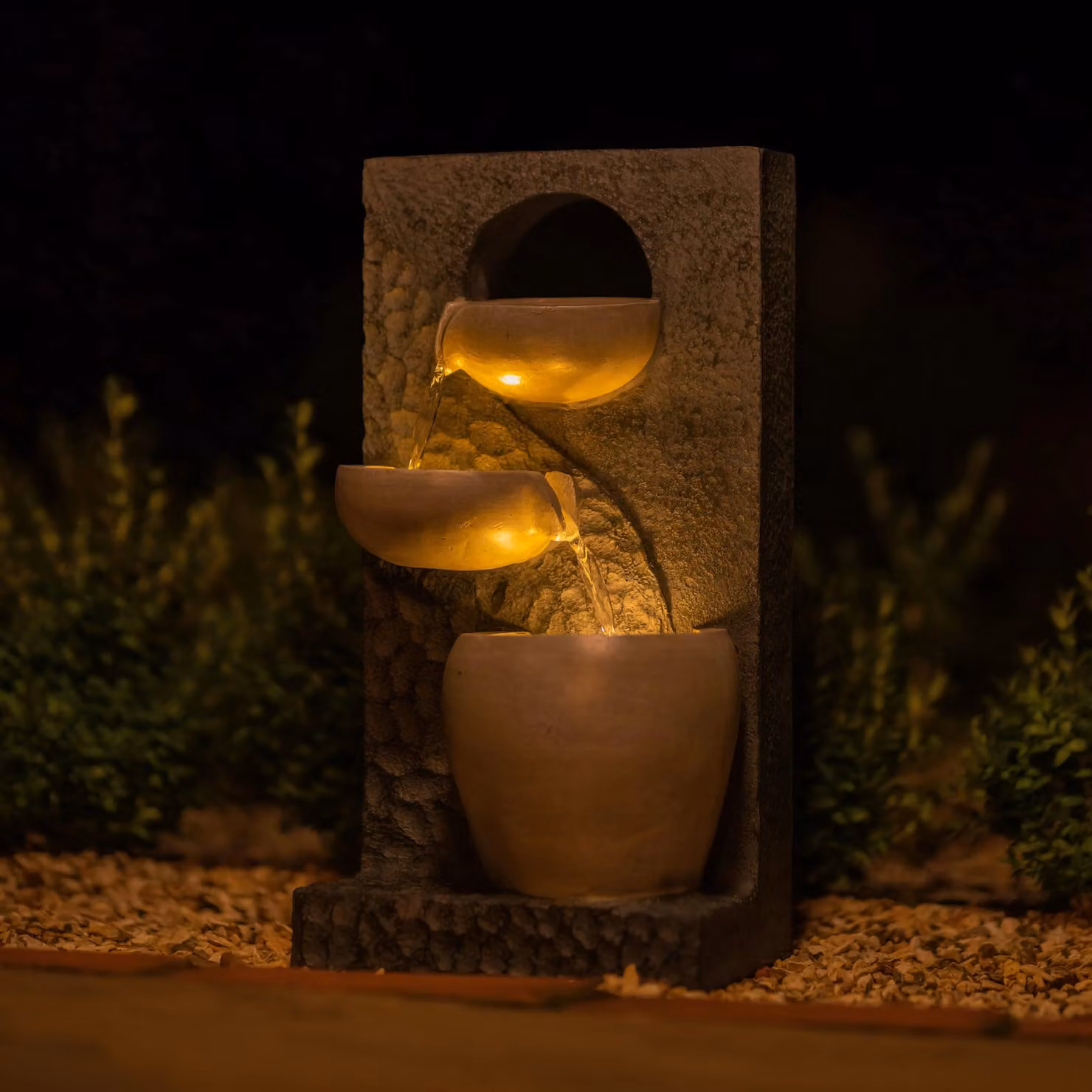 Primrose Solar Cascade Water Feature Pouring Bowl in Grey, Diameter: 48 cm – 5