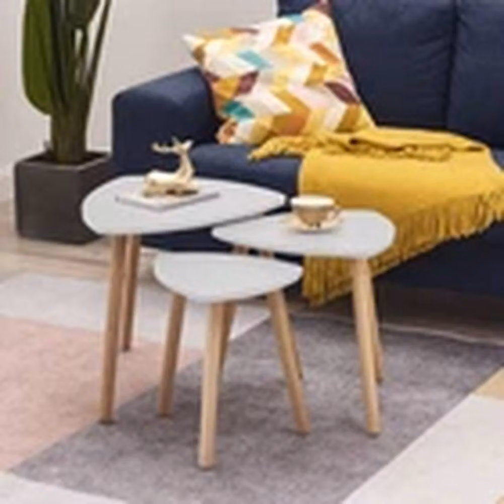 EONLION Modern Nest of 3 Round Coffee Tables in Grey – 2