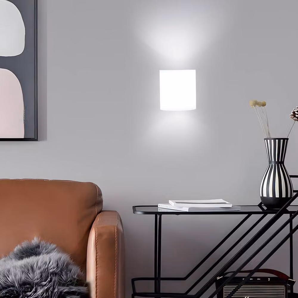 Goeco E27 Wood Interior Wall Light with Tri-Colour Bulb and Brown Glass Shade – 4