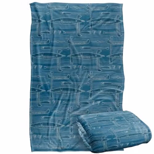 JQ Licensing Lodge Canoe Pattern Silky Touch Super Soft Fleece Throw Blanket, Multicolour, W: 91 cm, D: 147 cm