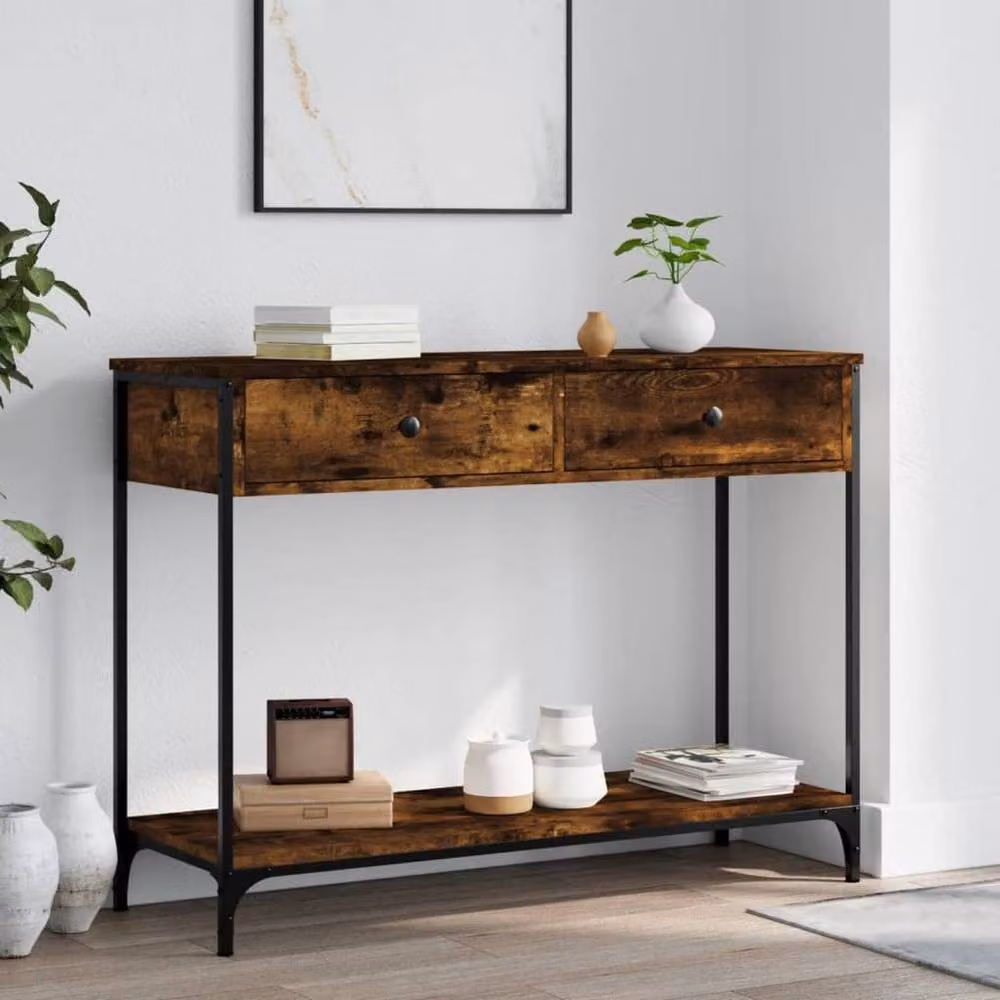 Berkfield Home Decorative Console Table in Smoked Oak Brown, W/D/H: 100 x 34.5 x 75 cm – 2