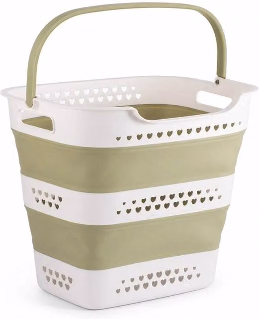 VOGREX Green 42L Foldable Laundry Hamper Bin with Handles – 1