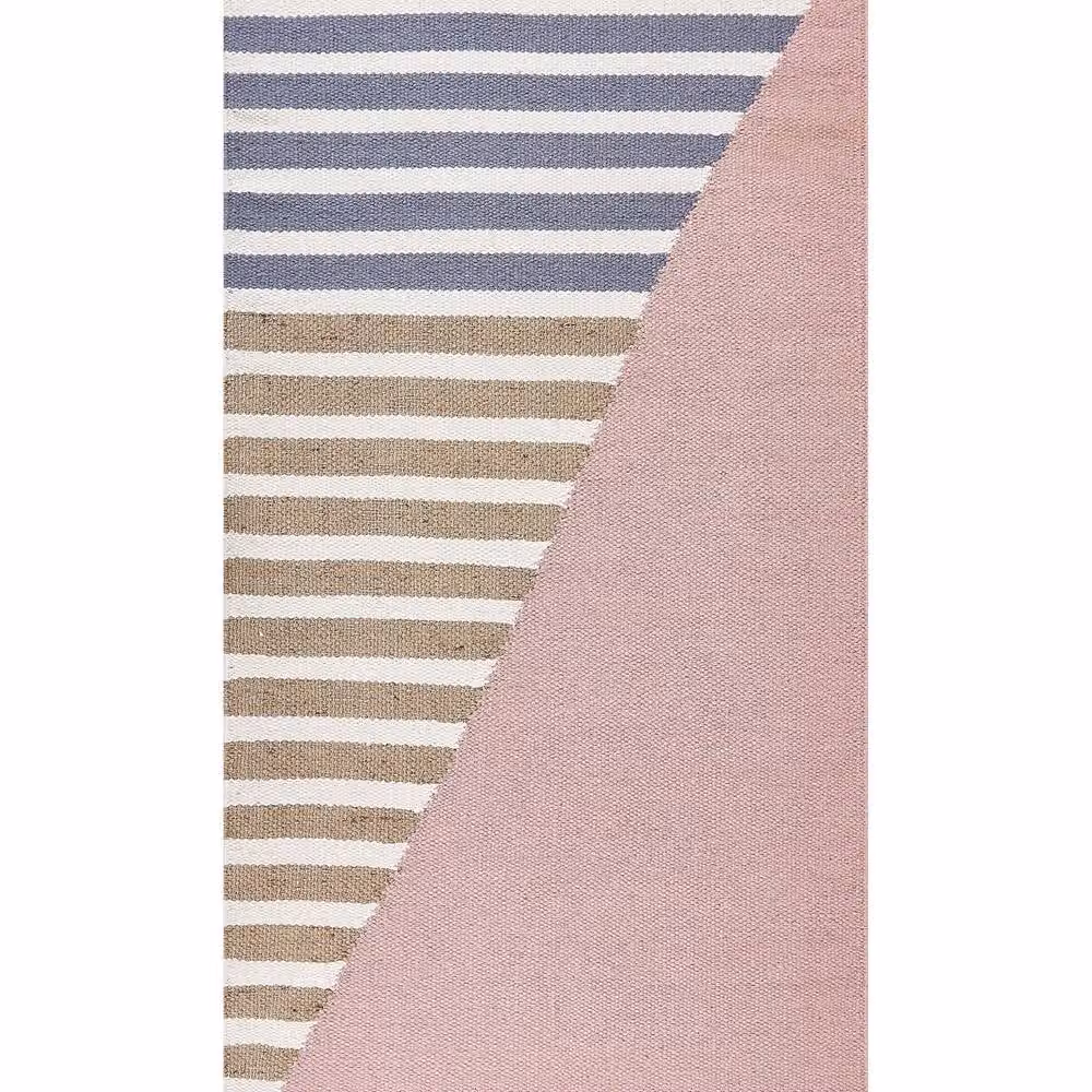 Wyld and Coco Multicolour Striped Handwoven Wool and Jute Rug with Fringes W: 80 cm, L: 150 cm – 2