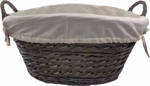 Red Hamper Small Wicker Wash Basket with Cotton Lining in Grey – 1