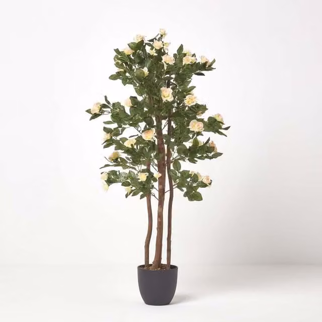 Homescapes Artificial Pink Rose Tree with Green Foliage