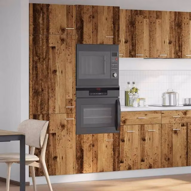Berkfield Home Lyon Microwave Cabinet in Brown Old Wood, W/D/H: 60 x 57 x 207 cm – 1