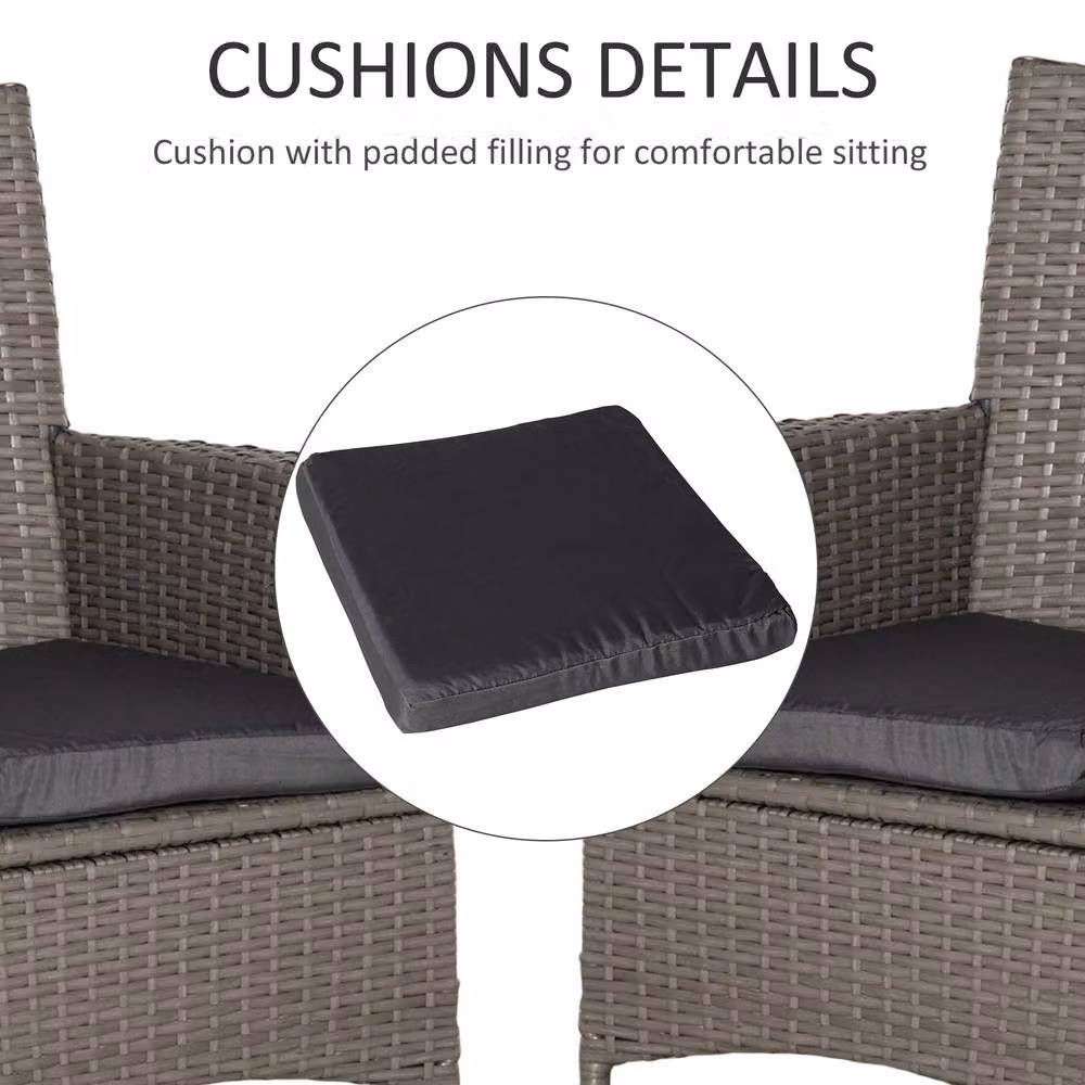 Outsunny 2-Piece Grey Rattan Armchair and Wicker Dining Chair Set – 6