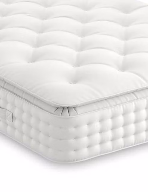 M&S White Single (3 ft) Pocket Spring Lambswool Mattress with Temperature Regulation and Antibacterial Properties