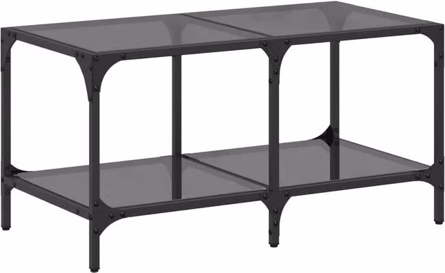 Berkfield Home Modern Rectangular Coffee Table with Black Glossy Glass Top and Steel Frame, W/D/H: 78.5 x 40 x 40 cm