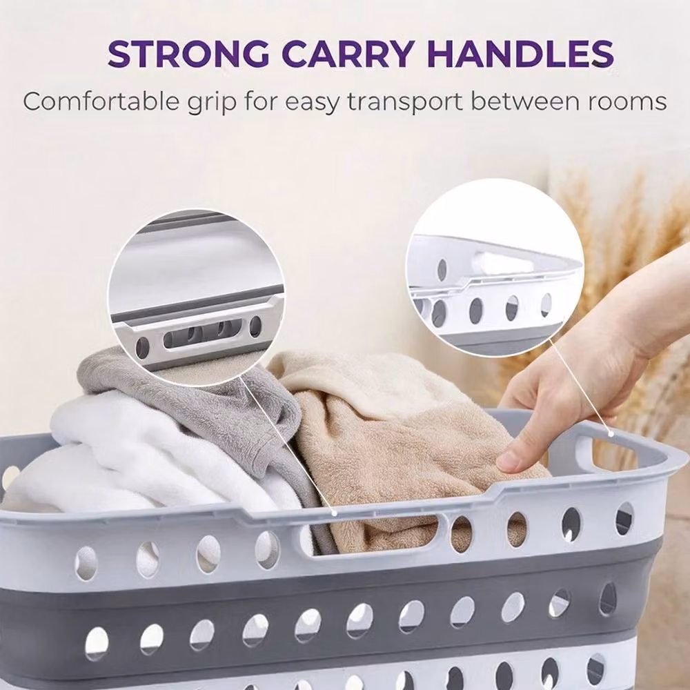 FORGEVIO Collapsible 43L Laundry Basket with Handles in Grey – 3