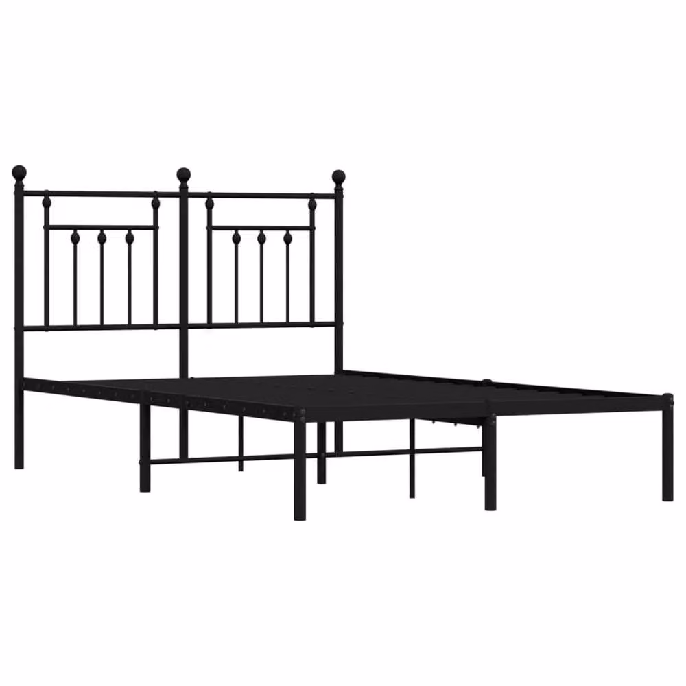 Berkfield Home Metal Bed Frame with Headboard in Black, W/D/H: 120 x 200 cm – 2