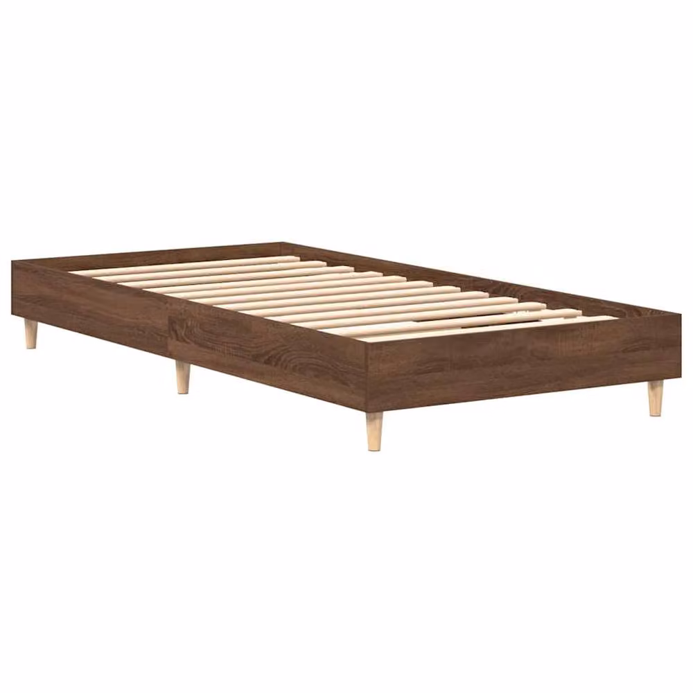 Berkfield Home Small Single Bed Frame in Brown Oak Engineered Wood, W/D/H: 75 x 190 cm – 3
