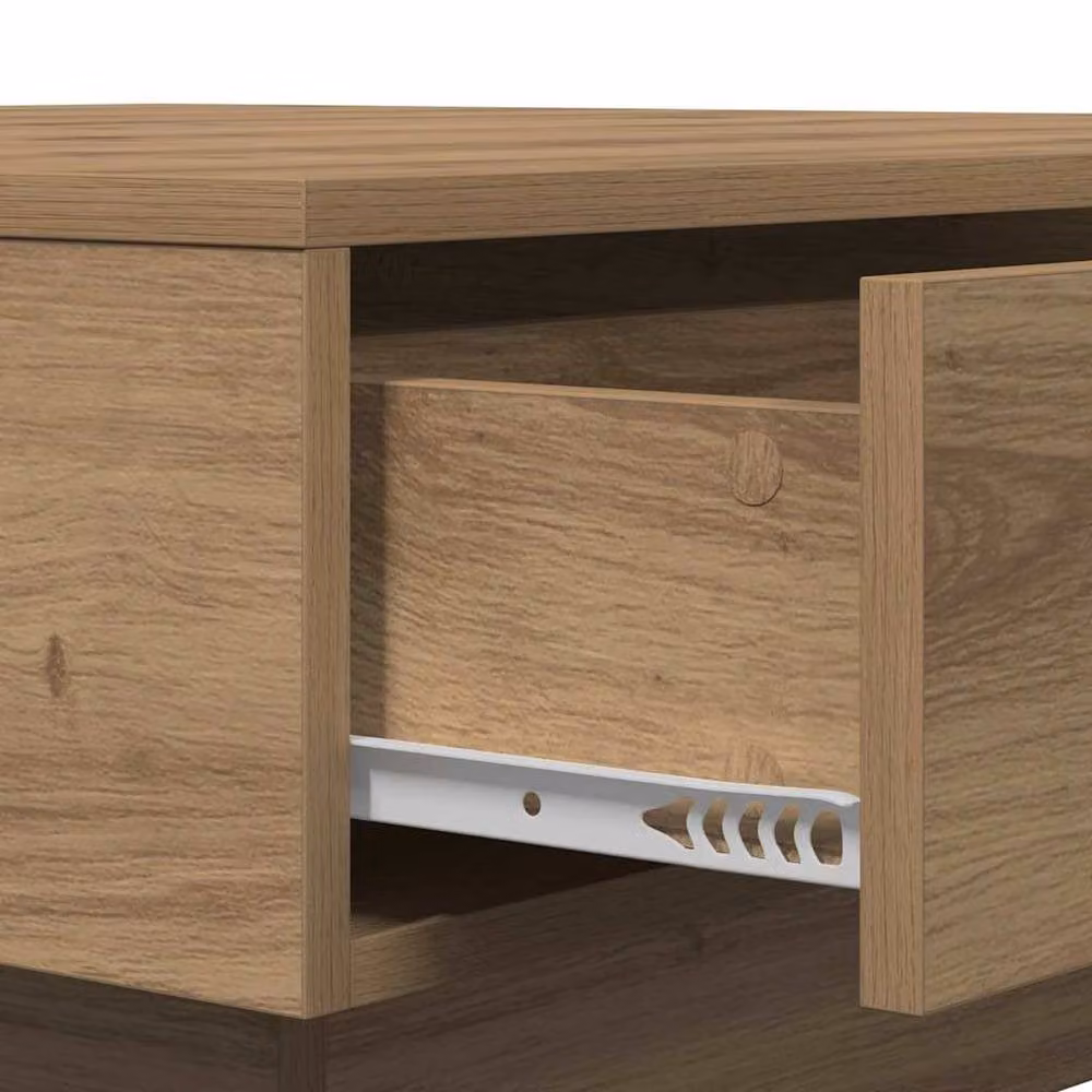Berkfield Home Artisan Oak Veneer Coffee Table with Storage, Brown, W: 90 cm, D: 90 cm, H: 28 cm – 4