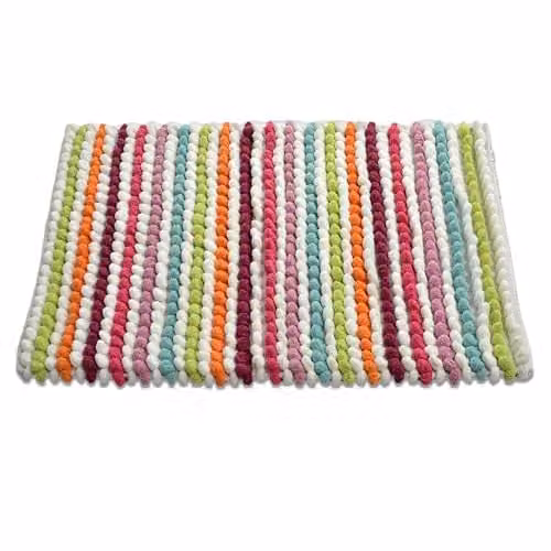 Allure Bath Fashions Striped Chunky Bobble Bath Mat, Multicolour, W: 50 cm, D: 80 cm