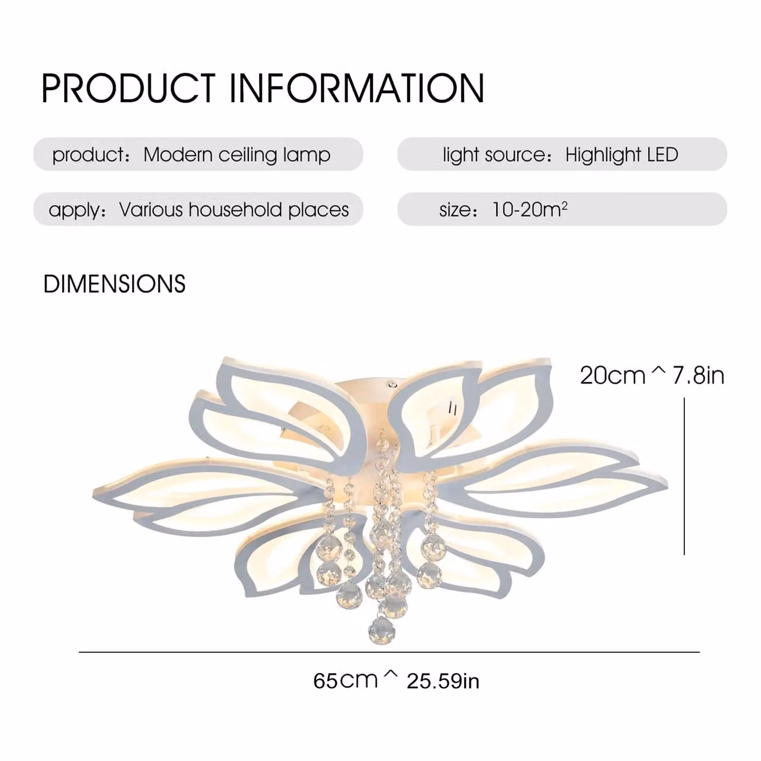 Garwarm Modern 6-Head 56W LED Dimmable Ceiling Light in White – 2
