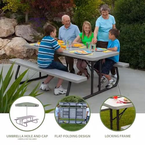 LIFETIME 22119 6 ft Picnic Table in Beige – 4