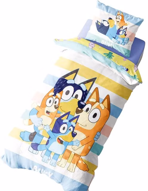 Bluey Heeler Family Reversible Single Duvet Set and Pillowcase in Multicolour