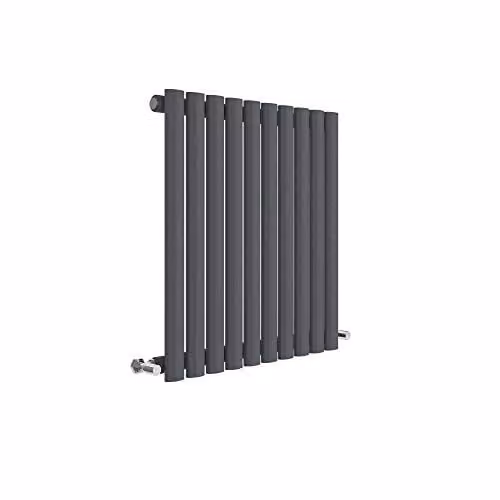 Nuie HLA38 Revive Modern Wall Mount Designer Horizontal Single Panel Radiator, Anthracite, W: 60 cm, H: 58.6 cm, D: 5.5 cm