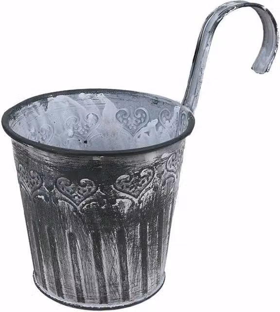 Kelvenix 5-Piece Vintage Metal Hanging Flower Pots in Grey