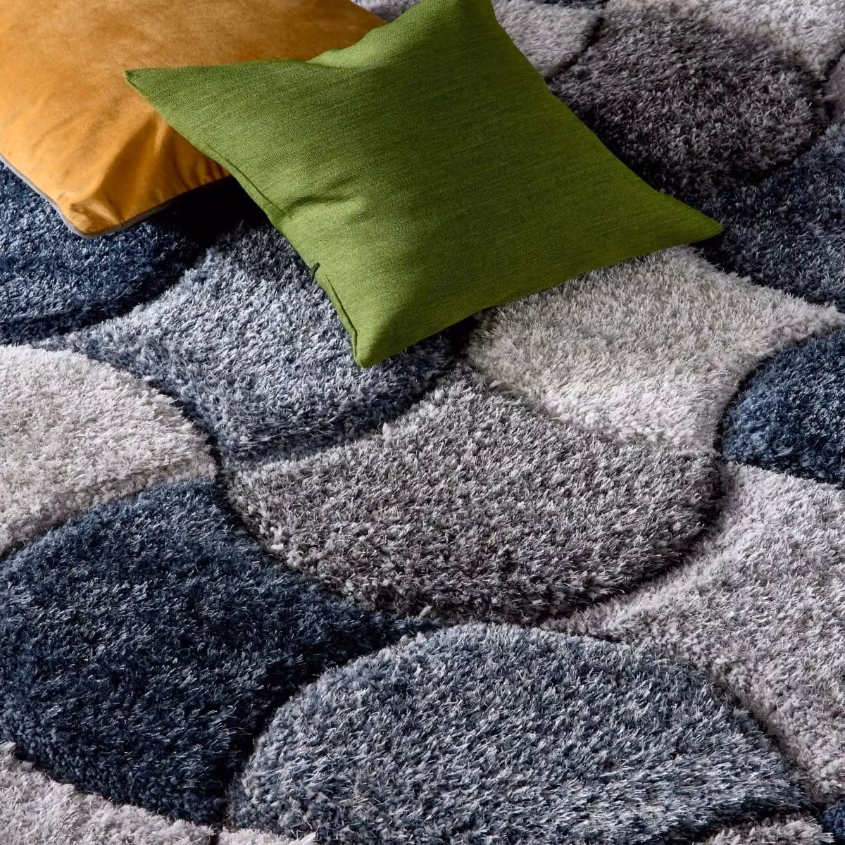 The Rug Shop UK Blue Modern Geometric Polyester Optical 3D Easy To Clean Area Rug W: 80 cm, L: 150 cm – 3