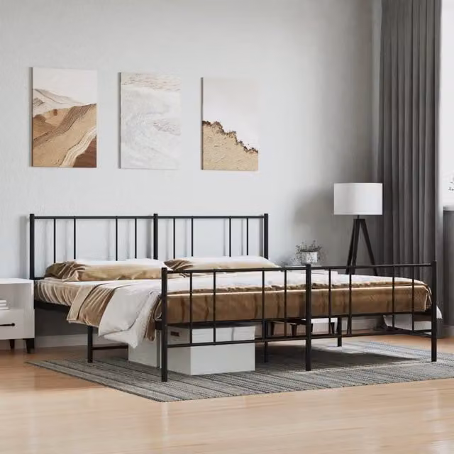 Berkfield Home Metal Bed Frame with Headboard and Footboard, Black, W/D/H: 180 x 200 cm – 1