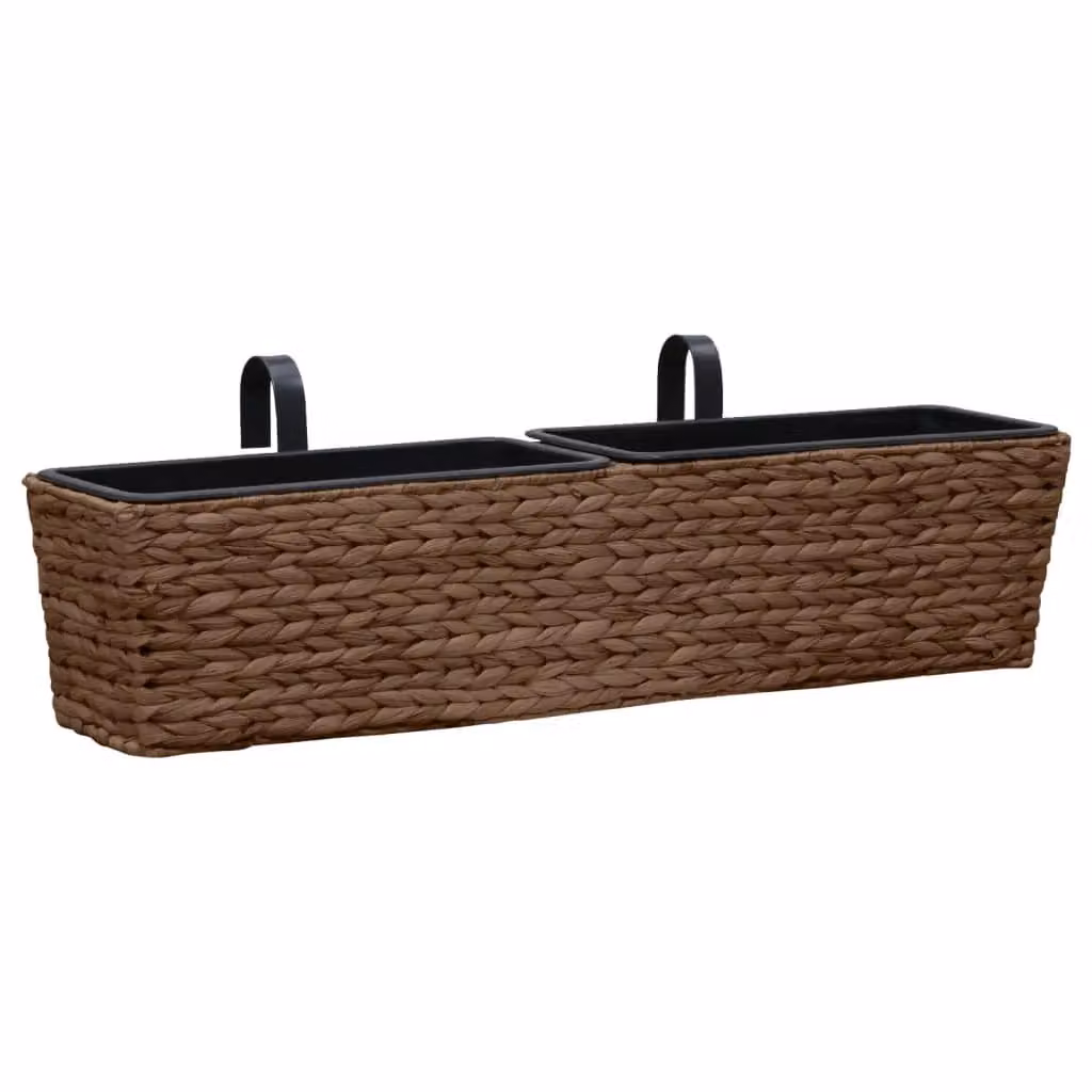 Berkfield Home Garden Brown Water Hyacinth Window Box Planters, 2 Pack – 2