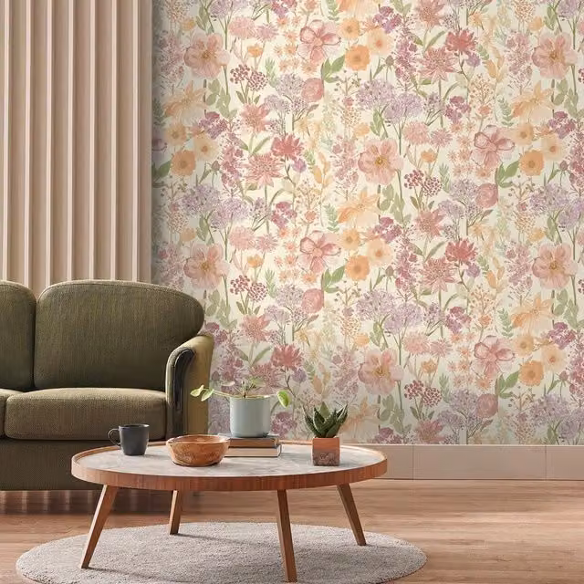 Grandeco Wildflowers Wallpaper in Beige, Yellow and Multicolour
